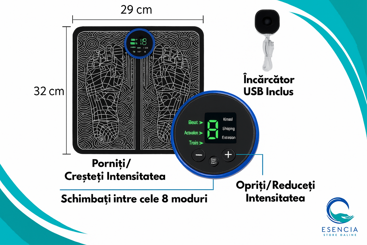 Masażer do stóp EMS Footie® z 8 trybami i 19 prędkościami