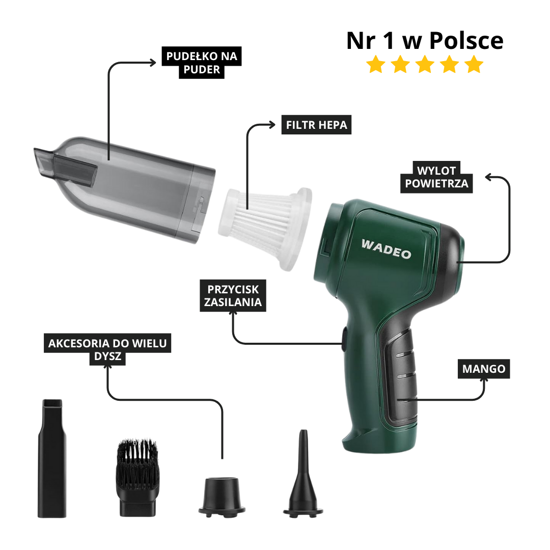 Przenośny odkurzacz samochodowy 3w1