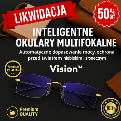 Inteligentne okulary multifokalne z filtrem niebieskiego światła + Skórzane etui gratis